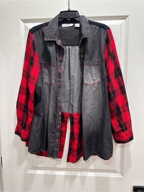 Bleu Bayou Red Plaid & Washed Black Button-Down Shirt Size XXL